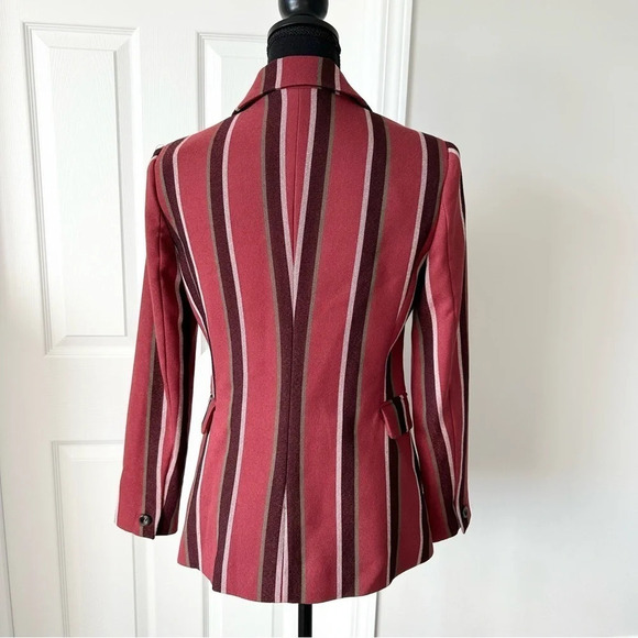 Mural Red Burgundy Stripe Button Blazer - Picture 4 of 16
